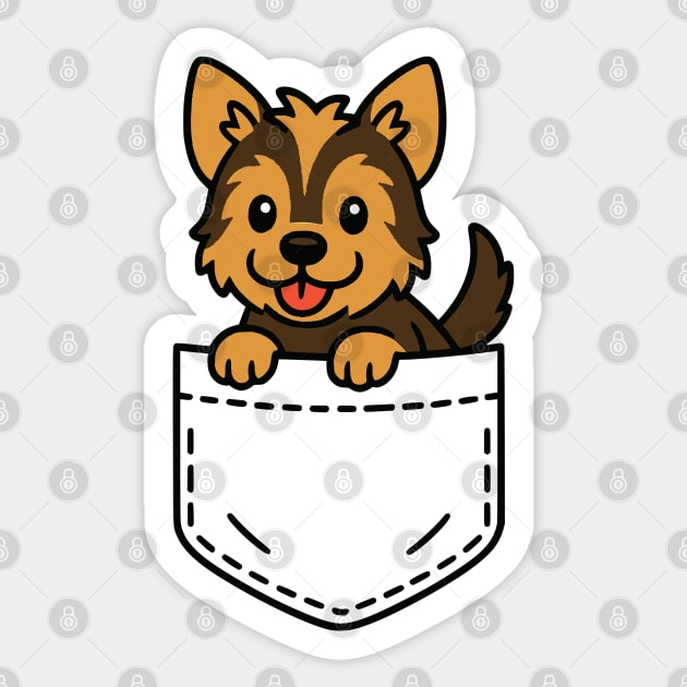 Cute Yorkie Puppy Pocket Pal Funny Yorkshire Terrier Lover Sticker by Yesteeyear